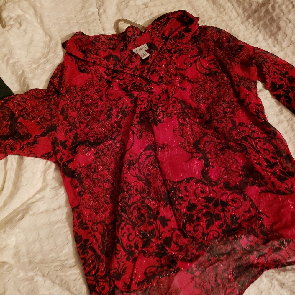 Red lace blouse